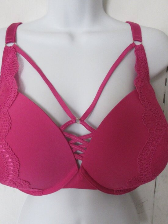 torrid Other - Torrid Curve Bra 46D Pink Push Up Plunge Underwire Plus Size Strappy